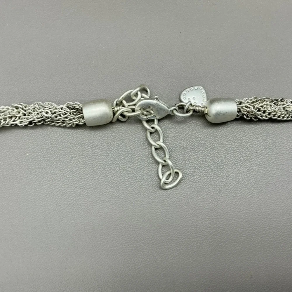 Necklace Womens Silver Tone Multi Strand Layered Braided Chain 30-33 Inches